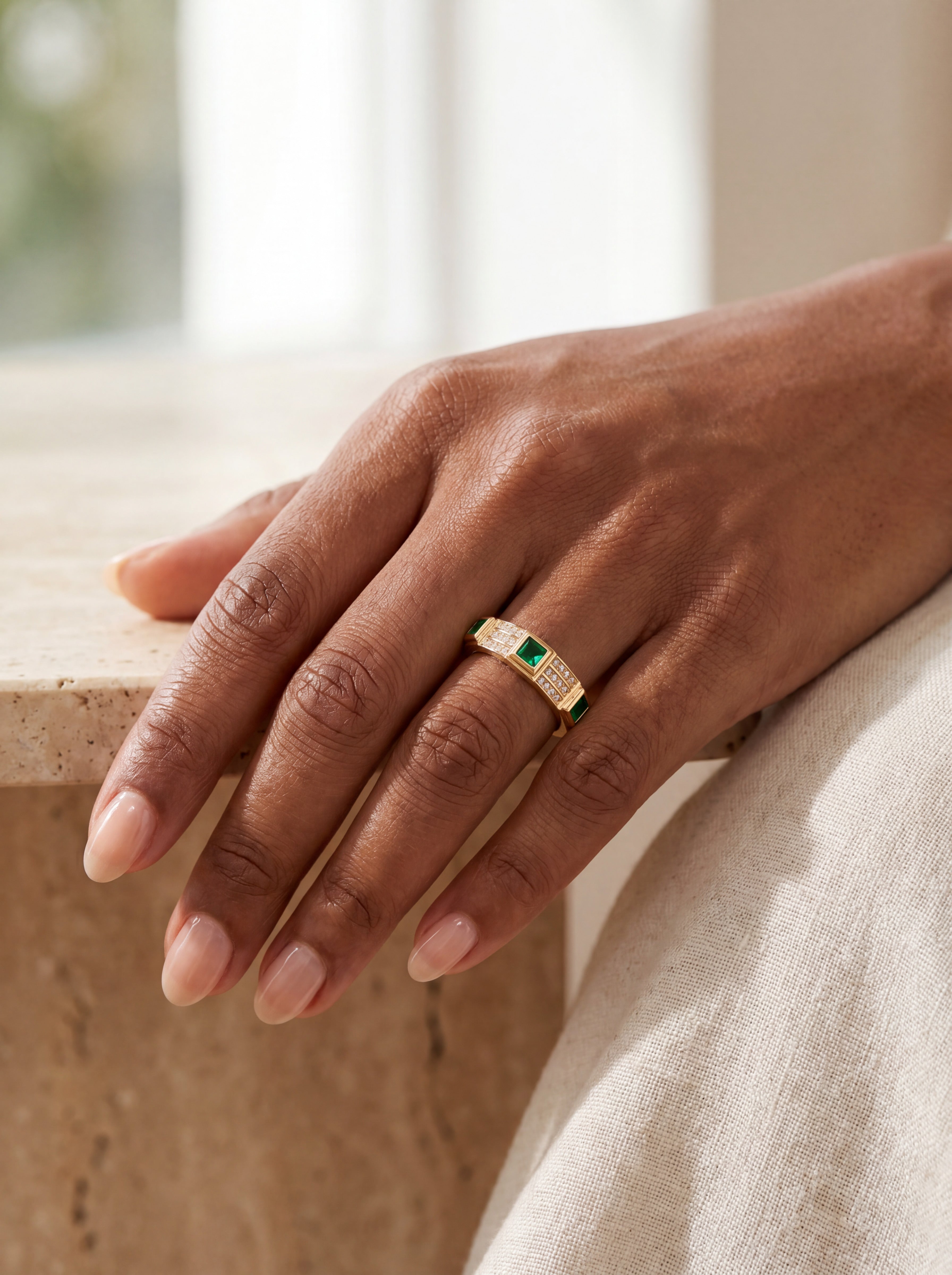 Tri Emerald Ring